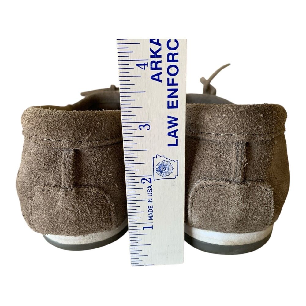 Minnetonka Moccasins Size 9.5 Gray Suede Hard Sole Fringe Slip On Casual Shoes - Picture 12 of 16